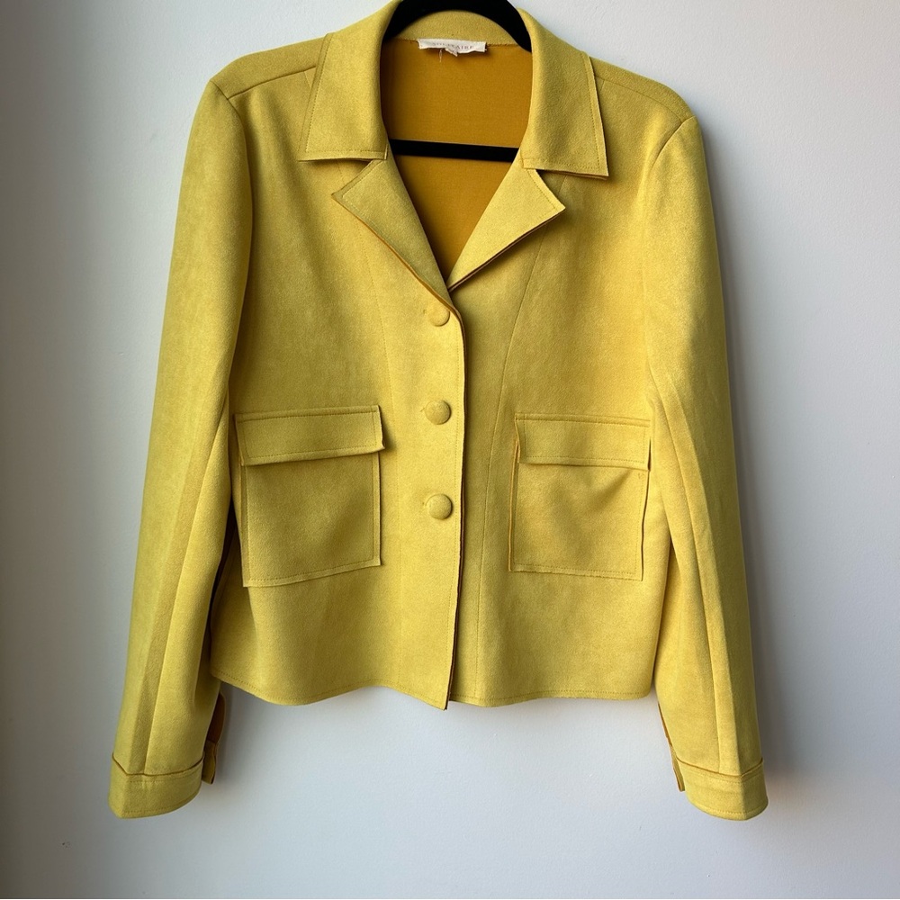 Anthropology Solitaire Mustard Yellow Suede Blazer